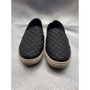 Steve Madden J-Eleezar Kids Black Quilted Slip On Sneakers Size 2 Leopard Print